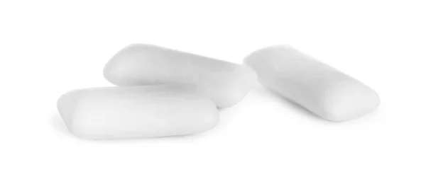 Három Rágógumi Darab Fehér Alapon — Stock Fotó