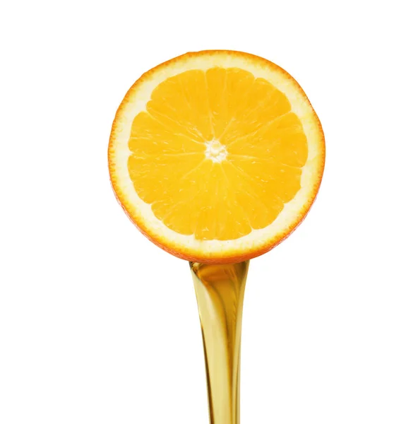 Rebanada Aceite Esencial Naranja Natural Sobre Fondo Blanco — Foto de Stock