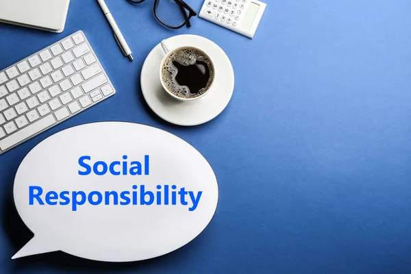 Social Responsibility Concept Flat Lay Composition Speech Bubble Lightbox Cup — Stock Photo, Image