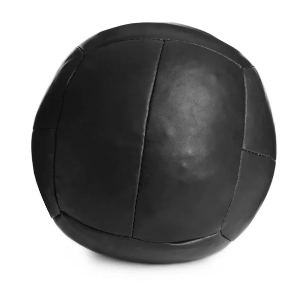 Schwarzer Medizinball Isoliert Auf Weiß Sportgeräte — Stockfoto