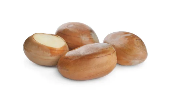 Čerstvé Syrové Jackfruit Semena Bílém Pozadí — Stock fotografie