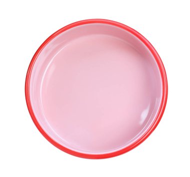 Besleme kabı beyazdan izole edilmiş, üst manzara. Hayvan bakımı