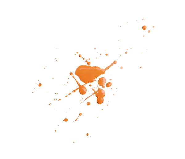 Wit Doek Met Oranje Verf Spatten Houten Ondergrond Bovenaanzicht — Stockfoto