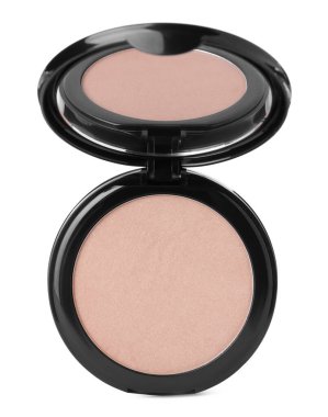 Yüz pudrası beyaza izole edilmiş. Makyaj ürünü