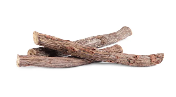 Dried Sticks Liquorice Root White Background — Stock Photo, Image