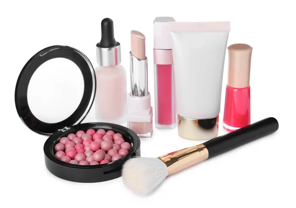 Verschiedene Luxus Kosmetikprodukte Auf Weißem Hintergrund — Stockfoto
