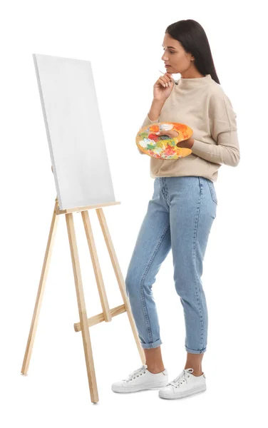 Young Woman Drawing Easel White Background Stock Photo by ©NewAfrica  468497880