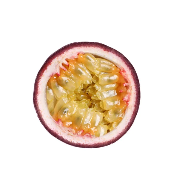 Moitié Fruit Passion Isolé Sur Blanc — Photo