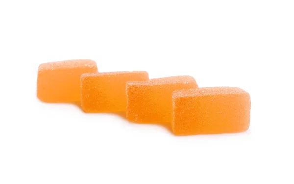 Smaczne Pomarańczowe Cukierki Galaretki Białym Tle — Zdjęcie stockowe