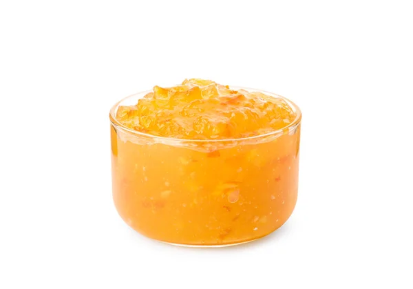 Läcker Apelsinmarmelad Skål Isolerad Vitt — Stockfoto