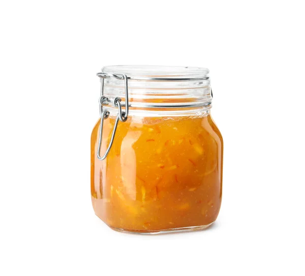 놓아둔 유리병에 맛있는 오렌지 마멀레이드 — 스톡 사진