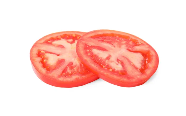 Slices Ripe Tomato Isolated White — Stock Photo, Image