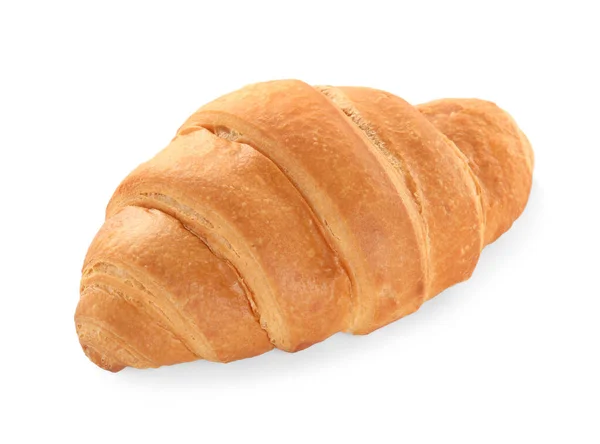 Lahodný Čerstvý Křupavý Croissant Izolovaný Bílém — Stock fotografie