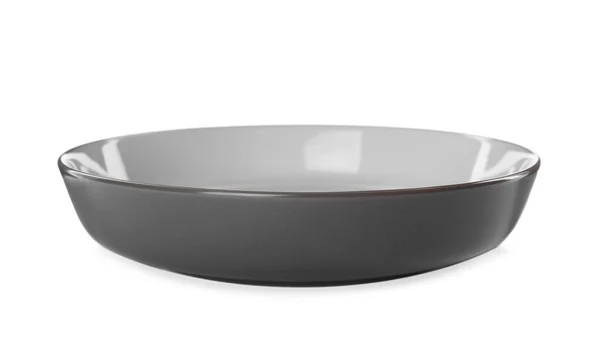 Clean Grey Ceramic Bowl Isolated White — Stock Photo, Image