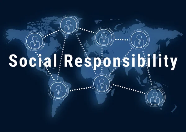 Social Responsibility Concept World Map Scheme People Connection Illustration — Stock Photo, Image