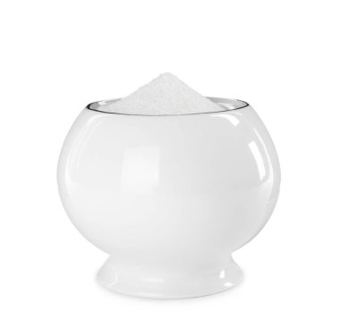 Beyaz zemin üzerinde granüle şeker