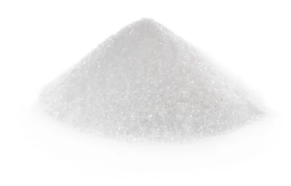 Pile Granulated Sugar White Background — Stock Photo, Image