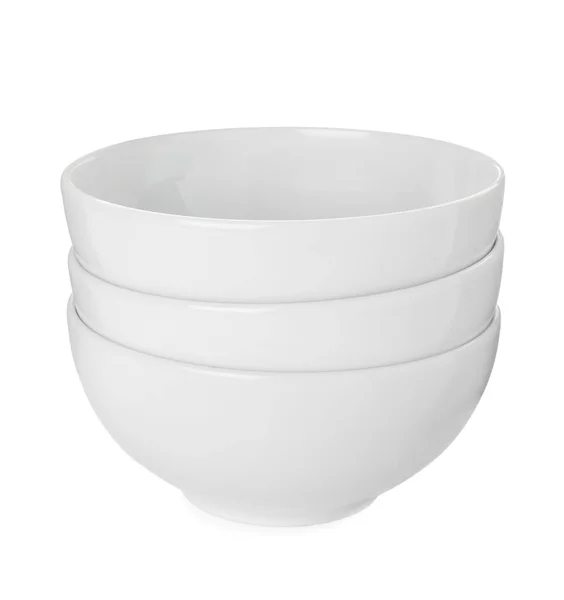 Stack Clean Ceramic Bowls Isolated White — Stock Photo, Image