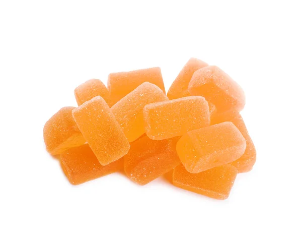 Tasty Orange Jelly Candies White Background — Stock Photo, Image