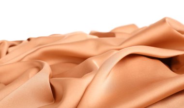 Beyaz arka planda güzel şeftali rengi ipek