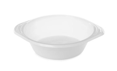 Boş plastik kase beyaza izole edilmiş.