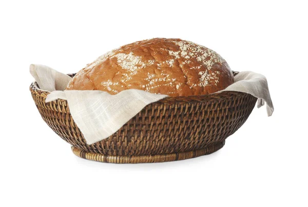 Pane Segale Fresco Cesto Sfondo Bianco — Foto Stock