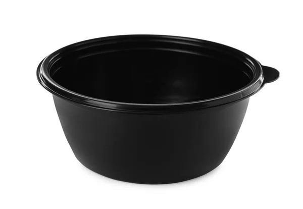 可处置的黑色塑料碗 白色隔离 — 图库照片