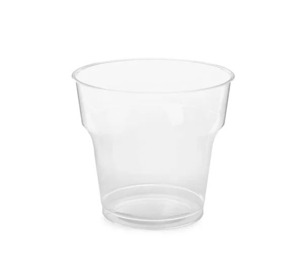 Прозора Одноразова Пластикова Чашка Ізольована Білому — стокове фото