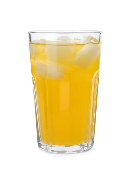 Lahodná Pomerančová Soda Voda Bílém Pozadí — Stock fotografie