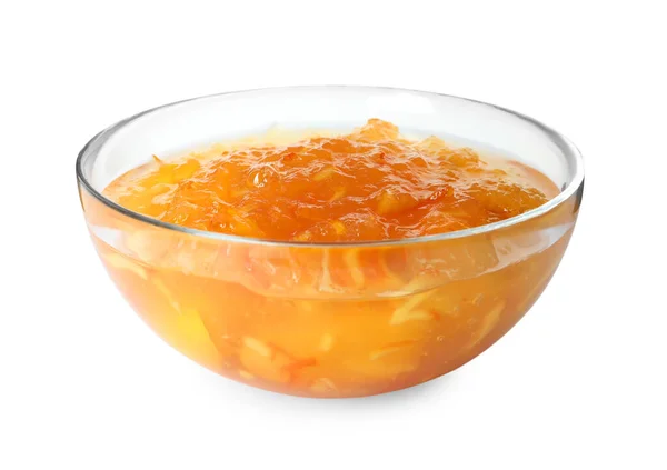 Läcker Kumquat Sylt Skål Vit Bakgrund — Stockfoto