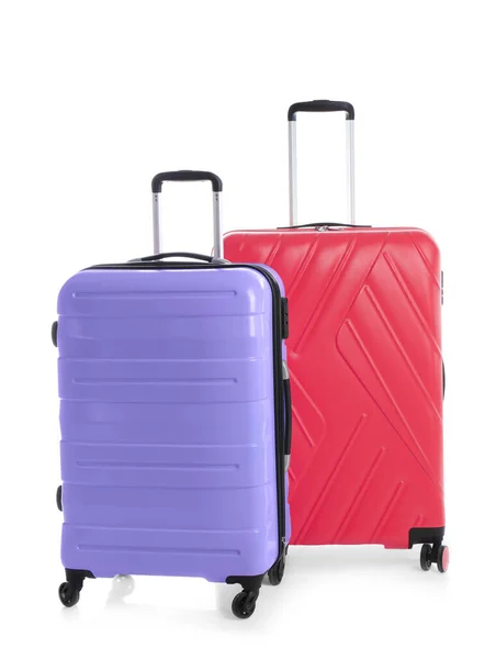 Moderne Koffers Voor Reizen Witte Achtergrond — Stockfoto