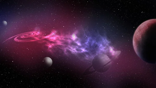 Удивительная Иллюстрация Галактики Звездами Планетами Баннерный Дизайн Мир Фантазий — стоковое фото