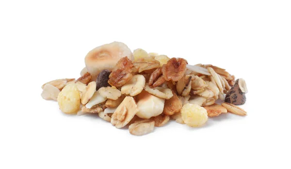 Pile Granola White Background Healthy Snack — Stock Photo, Image
