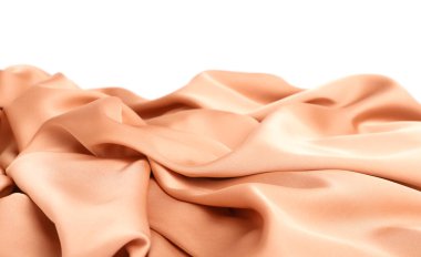 Beyaz arka planda güzel şeftali rengi ipek