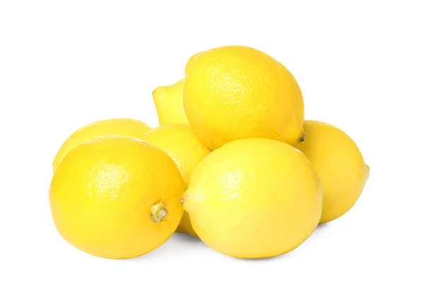 Fresh Ripe Whole Lemons White Background — Stock Photo, Image