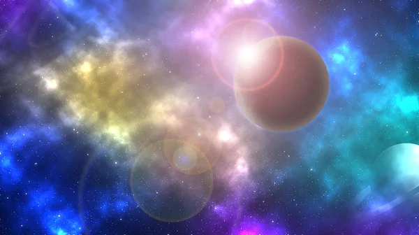 Fantastisk Illustration Galax Med Stjärnor Och Planeter Banner Design Fantasivärld — Stockfoto