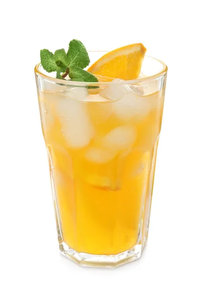 Delicious Orange Soda Water White Background — Stock Photo, Image