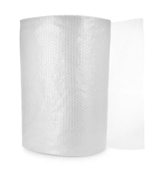 Transparent Bubble Wrap Roll Isolated White — Stock Photo, Image