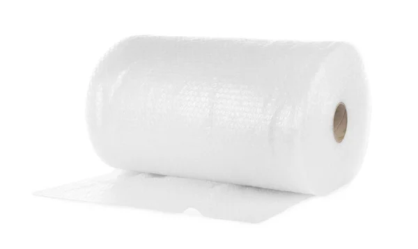 Transparante Bubble Wrap Roll Geïsoleerd Wit — Stockfoto