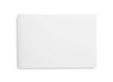 Boş kağıt broşürü beyaza izole edilmiş, üst manzara. Tasarım için model