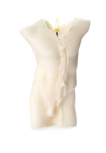 Beautiful Male Body Shaped Candle Isolated White — Stock Photo, Image