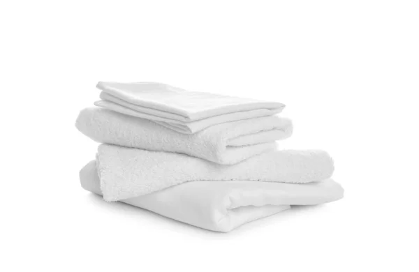 Stack Towels Bedding White Background — Stock Photo, Image