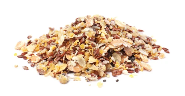 Pile Granola White Background Healthy Snack — Stock Photo, Image