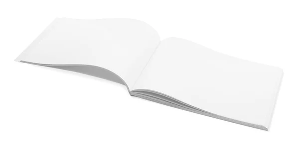 Aprire Opuscolo Carta Bianca Isolato Bianco Mockup Design — Foto Stock