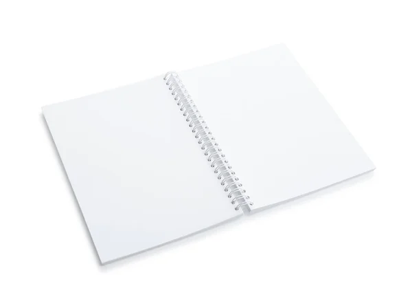 Aprire Opuscolo Carta Bianca Isolato Bianco Mockup Design — Foto Stock