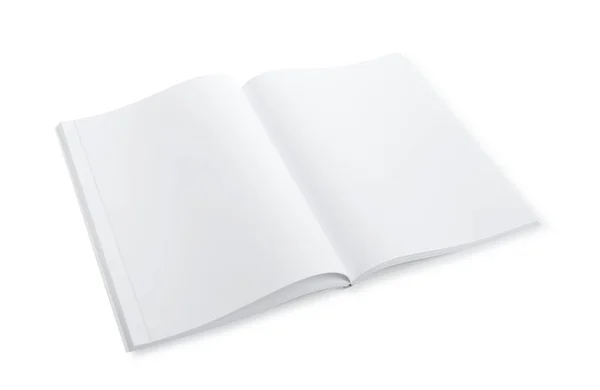 Folleto Abierto Papel Blanco Aislado Sobre Blanco Burla Para Diseño — Foto de Stock