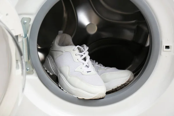 Clean Sports Shoes Washing Machine Drum — Stock Photo, Image