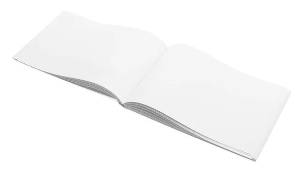 Nyissa Fehér Alapon Izolált Üres Papírbrosúrát Mockup Tervezéshez — Stock Fotó