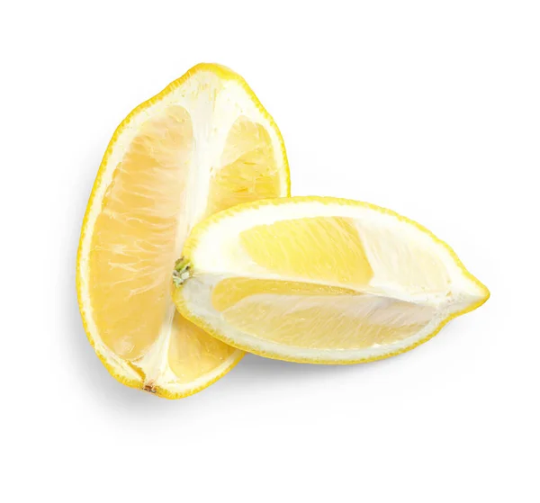 Beyaz Zemin Üzerinde Taze Limon Dilimleri Üst Görünüm — Stok fotoğraf