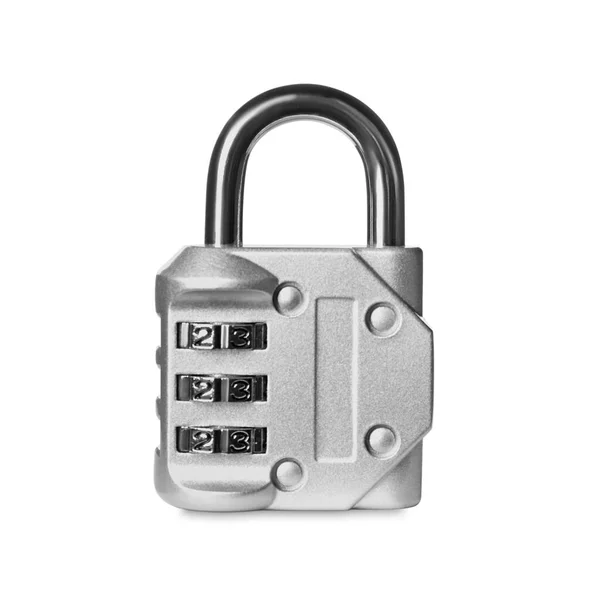 Steel Combination Padlock Isolated White Safety Concept — Stock Photo, Image